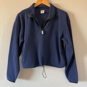 Victoria's Secret PINK Navy Blue Quarter-Zip Fleece Sweater Women's Size Medium